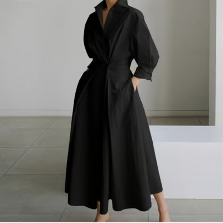 Elkie - Lapel Wrap Maxi Dress