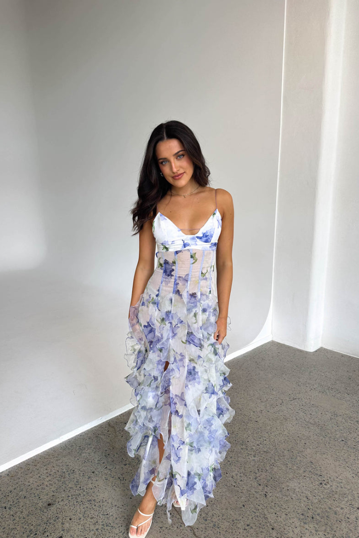 Millie™ - Floral Ruffle Maxi Dress