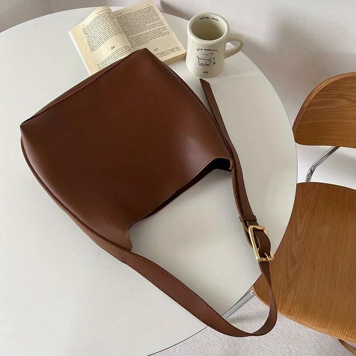 Ladies shoulder and crossbody minimalist leather bag