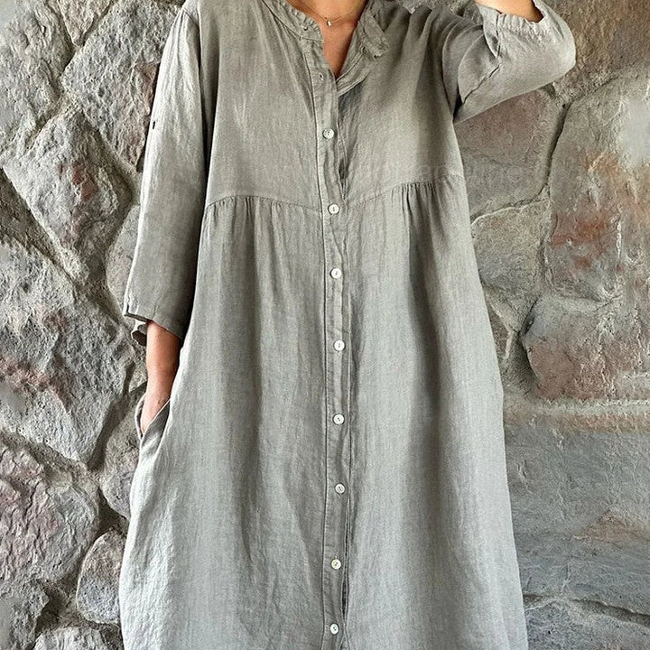 Hedia Casual Cotton Linen Dress