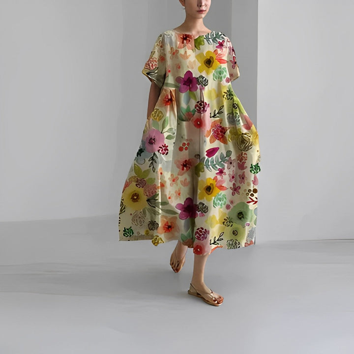 Claire - Bohemian Floral Print Dress