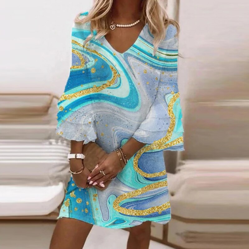 Chiffon Kaftan Cover-Up | Abstract Print | Lightweight & Flowing | Beach Resort Wear